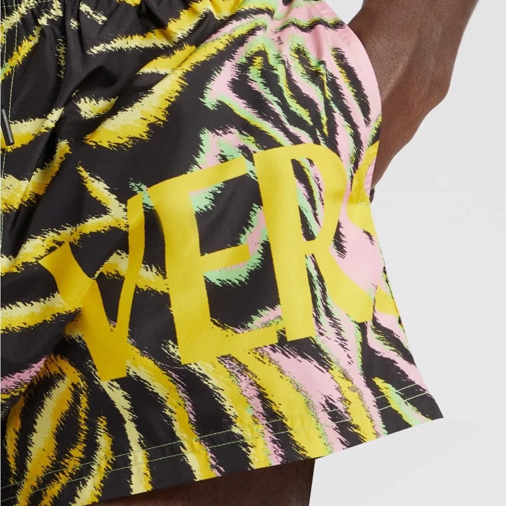 New Authentic Versace Animal Print Swim Trunks